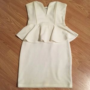 White Strapless Cocktail Party Dress